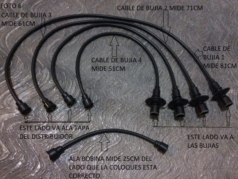 Juego De 5 Cables De Bujía De Encendido Convencional Para VW Sedan, Combi 1600, Safari, Brasilia, Hormiga - Imagen 4