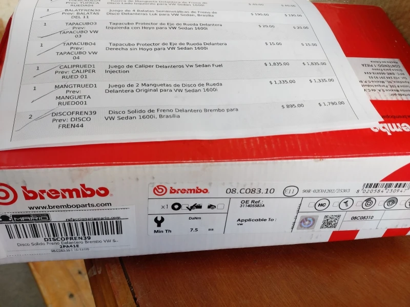 Disco Sólido De Freno Delantero Brembo Para VW Sedán 1600i, Brasilia - Imagen 9