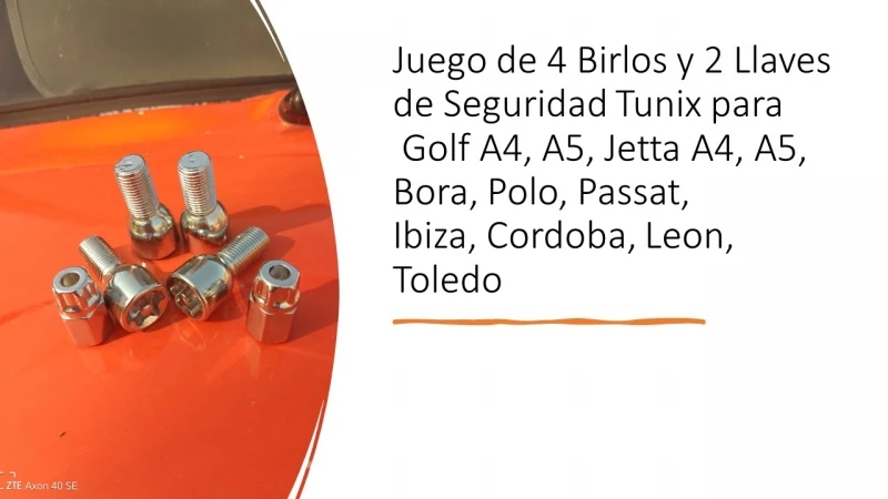 Juego De 4 Birlos Y 2 Llaves De Seguridad Tunix Para Golf A4, A5, Jetta A4, A5, Bora, Polo, Passat, Ibiza, Cordoba, Leon, Toledo - Imagen 9