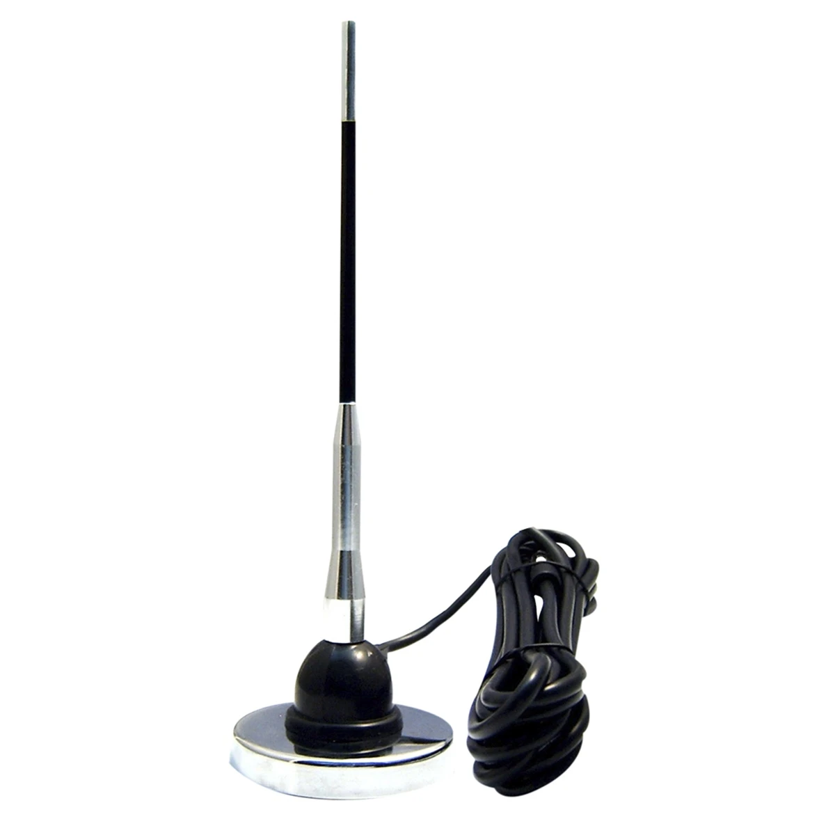 Antena Corta De 33 Cm Cromada Con Imán Para Radio Tipo CB