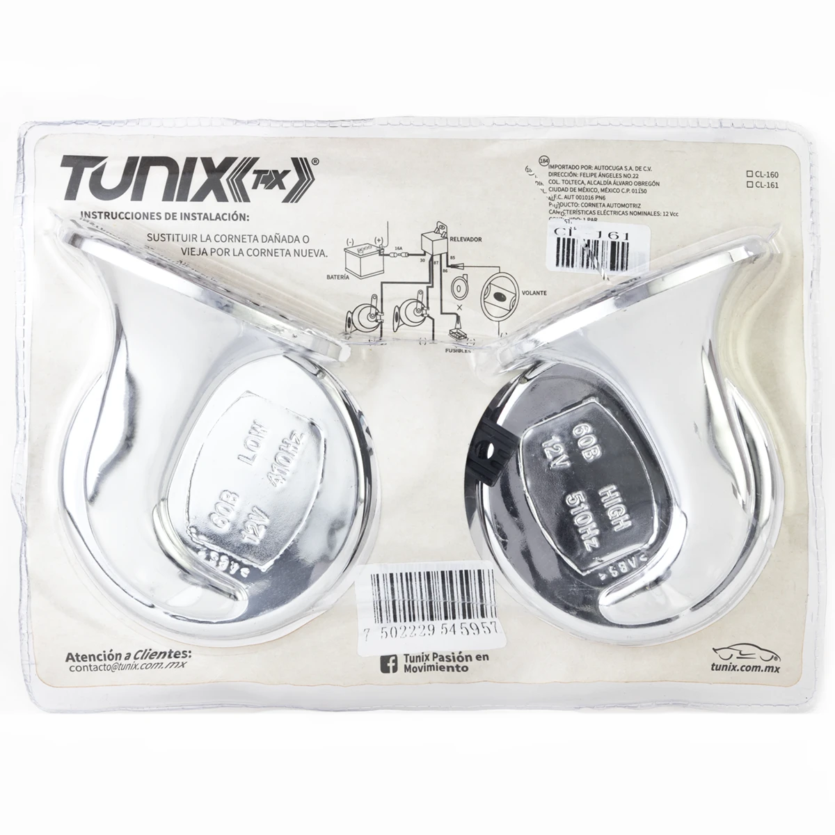 Claxon Cromado En Forma De Caracol Con Rejilla Y Relevador Tunix - Imagen 3