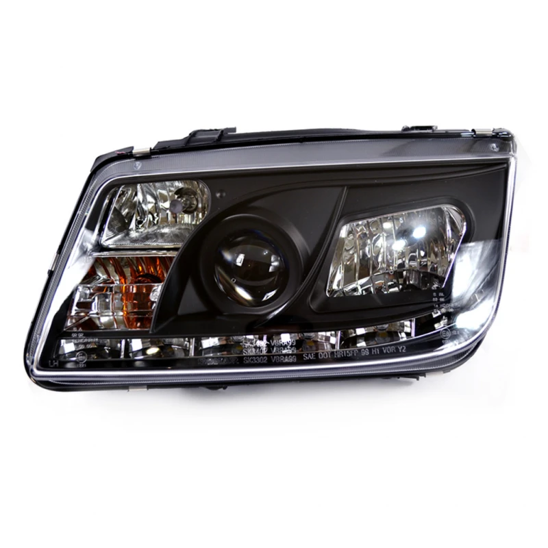 Juego De 2 Faros Con Fondo Negro, Ojo De Ángel Y Perfil LED Auto Magic Para Jetta A4 - Imagen 3