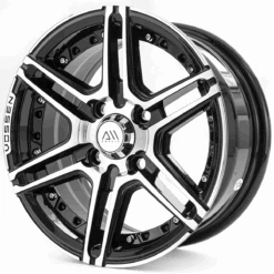 Juego De 4 Rines De 13" Con Centro AM Color Plata Con Negro De 4 Birlos Auto Magic