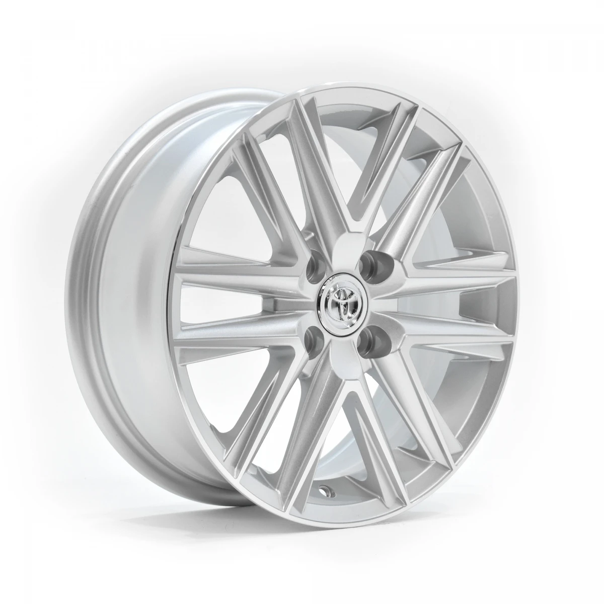 Juego De 4 Rines De 15" Con Centro Toyota En Tono Plata De 4 Birlos Para Auto Magic - Imagen 3