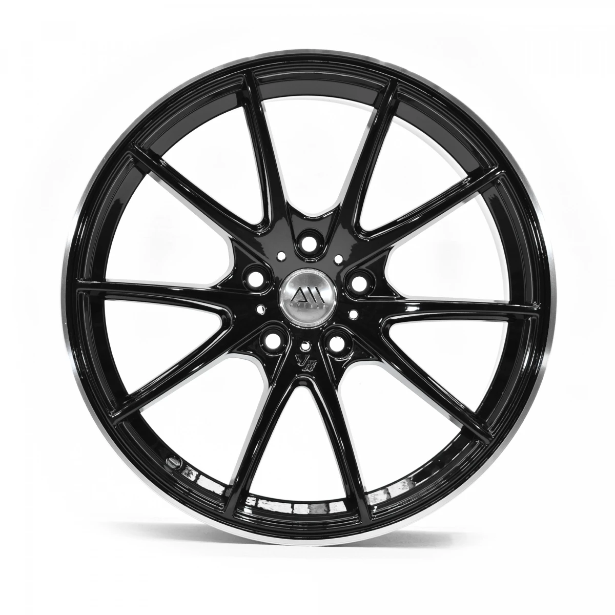 Juego De 4 Rines De 18" Con Centro AM Color Negro Brillante De 5 Birlos Auto Magic