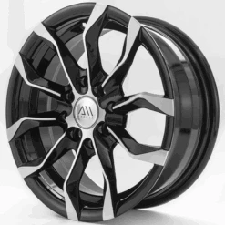 Juego De 4 Rines Negro Con Plata De 14" Con Centro AM Y Doble Barrenación Auto Magic