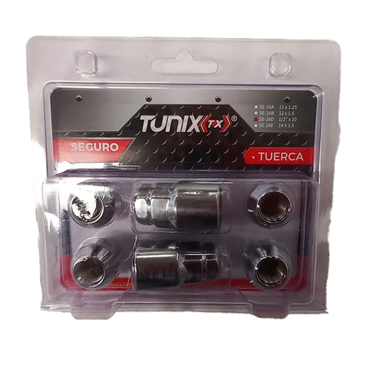 Juego De 4 Seguros De Rin Tipo Tuercas Cortas 1/2" X 2.0 Con 2 Llaves Tunix