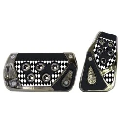 Kit De 2 Pedales Cromados Tipo Fibra De Carbón Negro Tunix