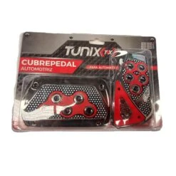 Kit De 2 Pedales Cromados Tipo Fibra De Carbón Rojo Tunix
