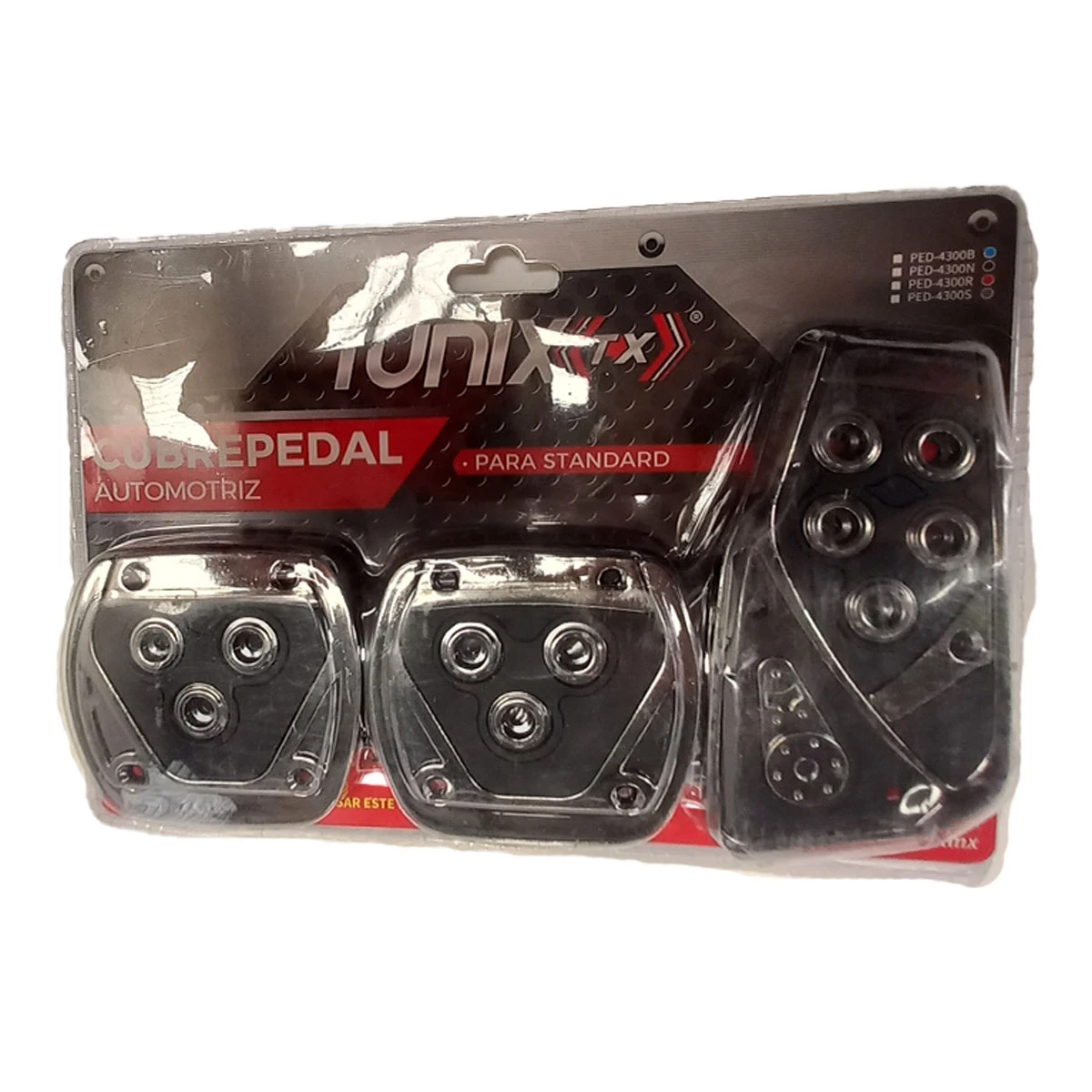 Kit De 3 Cubrepedales Cromados Con Hule Negro Tunix