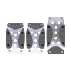 Kit De 3 Cubrepedales De Aluminio Con Plástico Plata Tunix