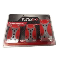 Kit De 3 Cubrepedales De Aluminio Con Plástico Rojo Tunix