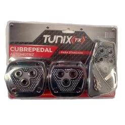 Kit De 3 Cubrepedales Tipo Fibra De Carbón Negro Tunix