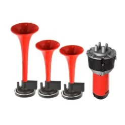 Kit De Cornetas Rojas De Aire Con Sonido Ajustable De 1 O 2 Tonos Y Switch Tunix