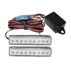 Par De Luces De Estrobo Con 9 Leds Ambar Dobles Y Probador. Tunix