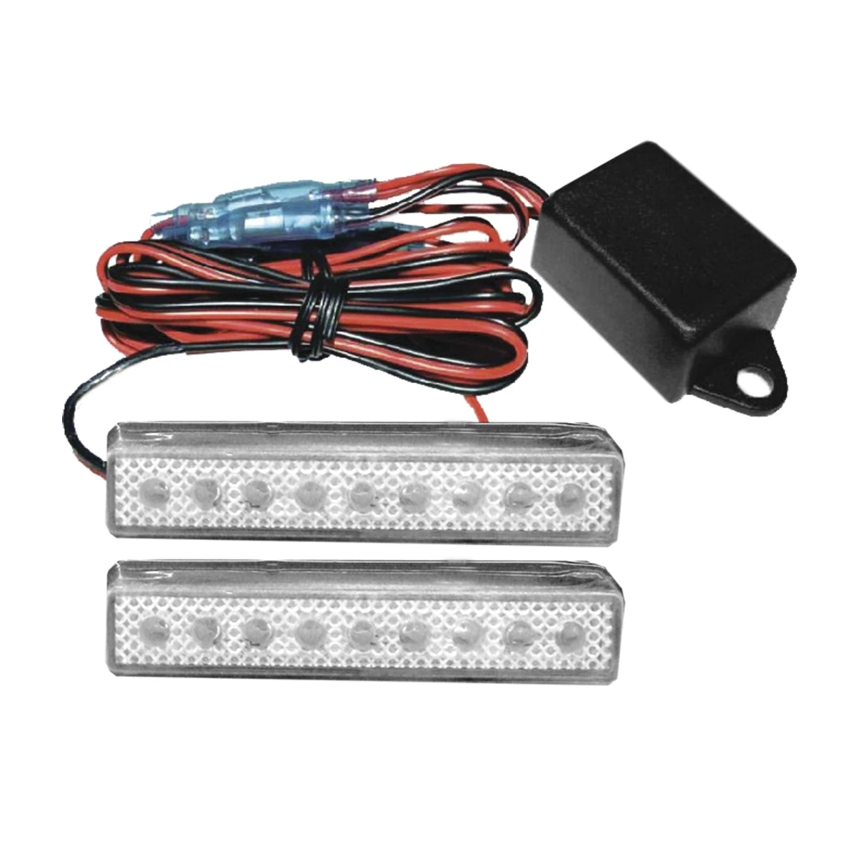 Par De Luces De Estrobo Con 9 Leds Azul Con Rojo Dobles Y Probador. Tunix