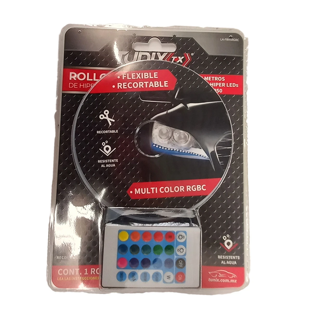 Rollo De 5 Metros Con 30 Luces LED RGB Multicolores, Fondo Negro Y Control Remoto Tunix